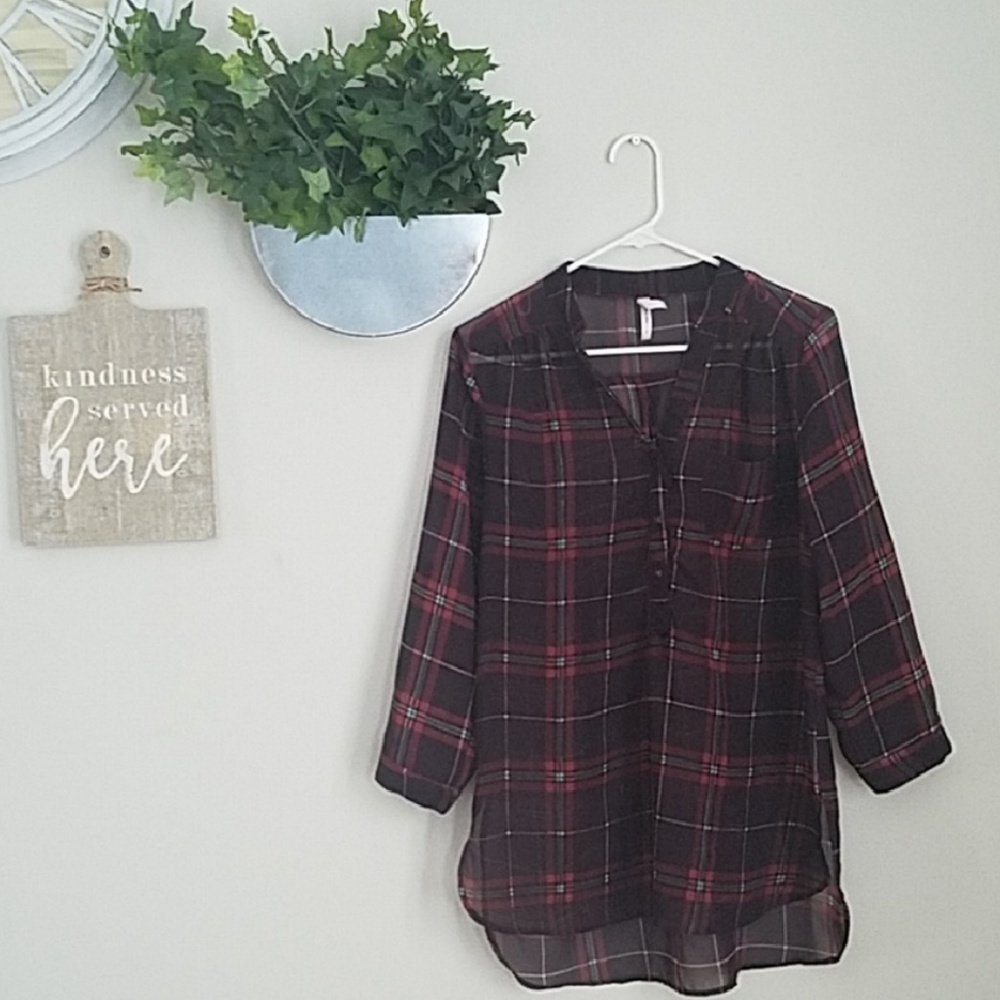Sheer Plaid Blouse